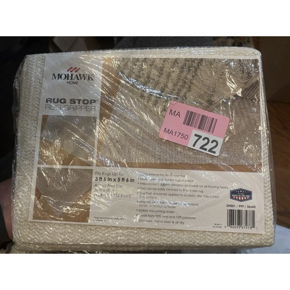 NEW Mohawk Home Ultra Thin Profile 0.01” Cream Non Slip Rug Pad 36